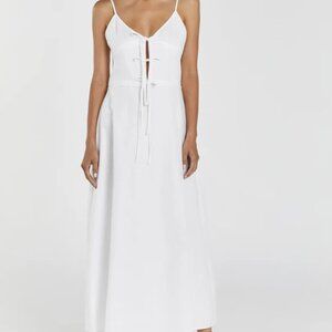 MIMI WHITE LINEN MIDI DRESS